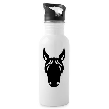 Cheval Cheval Tête Cavalier Sport équestre - Gourde avec paille intégrée - blanc - Droite