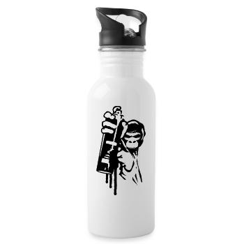 sprayer gorille d’art de rue cool dans le style graffiti - Gourde avec paille intégrée - blanc - Droite