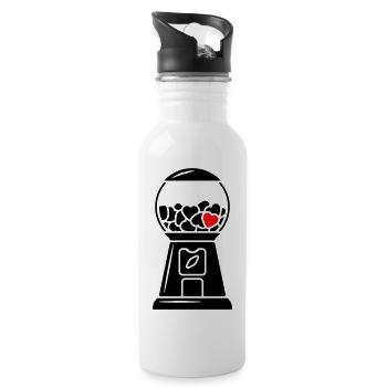 Liebe kaufen - Kaugummuautomat - Trinkflasche mit integriertem Trinkhalm - Weiß - Rechts