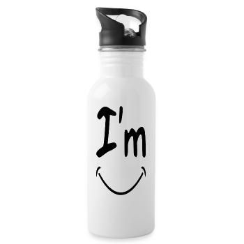 I'm smiling Face - Gourde avec paille intégrée - blanc - Droite