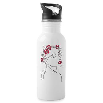 Schöne Frau Kunst Linien Schöne Frau Kunst Linien - Trinkflasche mit integriertem Trinkhalm - Weiß - Rechts