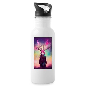 Le lapin-cerf mage - Gourde avec paille intégrée - blanc - Droite