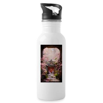 Shangri-The Temple - Water bottle with straw - white - Right