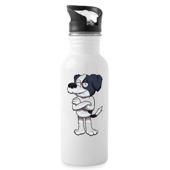 Ernsthafter Shih Tzu Hund - Trinkflasche mit integriertem Trinkhalm - Weiß - Rechts