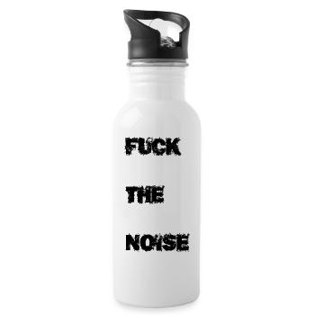 Fuck the noise - Trinkflasche mit integriertem Trinkhalm - Weiß - Rechts