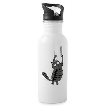 Panic Cat Striped Version - Water bottle with straw - white - Right