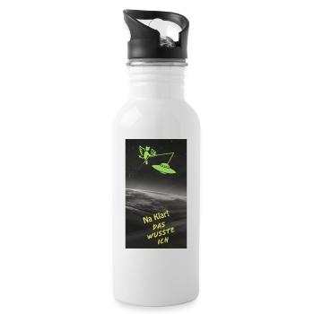 Humorvolles Alien-Fisch-Motiv mit Spruch - Trinkflasche mit integriertem Trinkhalm - Weiß - Rechts