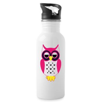 Hibou - Gourde avec paille intégrée - blanc - Droite