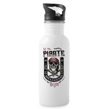 Lassen Sie die Piraten-Spielereien beginnen Tattoo-Stil - Trinkflasche mit integriertem Trinkhalm - Weiß - Rechts