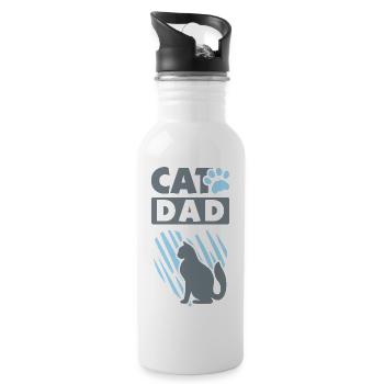 Katzenvater. Zeichen - Trinkflasche mit integriertem Trinkhalm - Weiß - Rechts