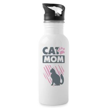 Maman chat. Signe - Gourde avec paille intégrée - blanc - Droite
