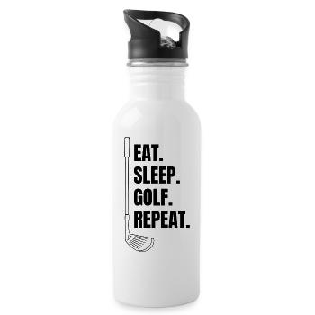 Golf Golfschläger Spruch Golfball Golfspielerin - Trinkflasche mit integriertem Trinkhalm - Weiß - Rechts