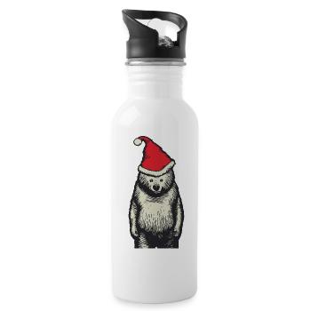 Polar bear, bear, Christmas, funny, cool - Water bottle with straw - white - Right