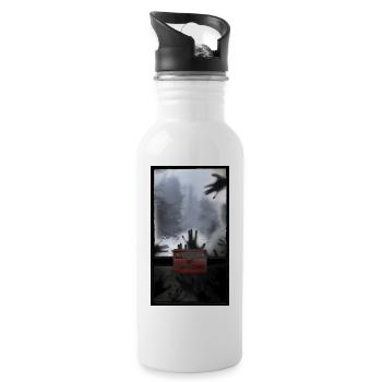 T-shirt creepy forest entering forbidden gift - Water bottle with straw - white - Right