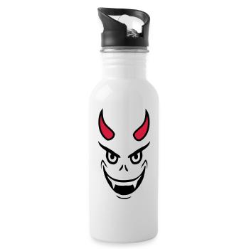 Evil Devil Face Design - Water bottle with straw - white - Right