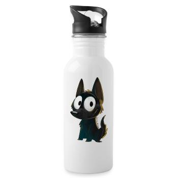 Kelpie noir - Gourde avec paille intégrée - blanc - Droite