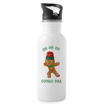 Dancing gingerbread man making a Dab - Water bottle with straw - white - Right
