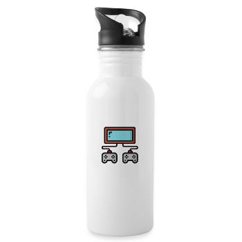 SORRY, I'M LATE! HAD TO GET TO A SAVE POINT - Trinkflasche mit integriertem Trinkhalm - Weiß - Rechts