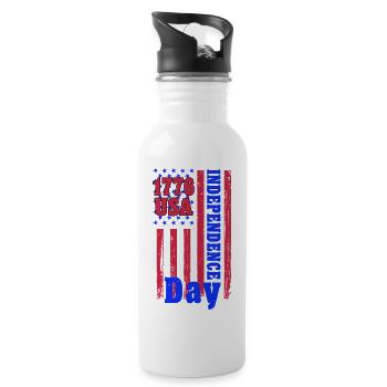 1776 USA INDEPENDENCE DAY - Water bottle with straw - white - Right