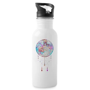 mandala yoga boho flower nature spiritual mon sun - Water bottle with straw - white - Right
