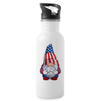 Volleyball Gnome 4th of July US Flag for Boys Kids - Water bottle with straw - white - Right
