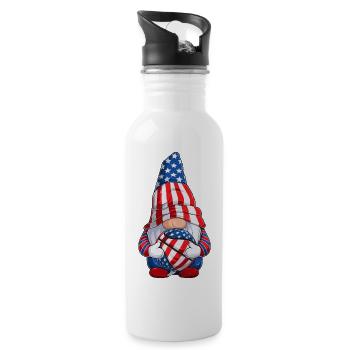 Basketball Gnome 4th of July US Flag for Boys Kids - Water bottle with straw - white - Right