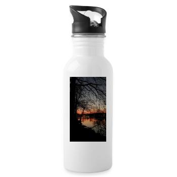 Sunset over the lake - Water bottle with straw - white - Right