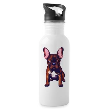Bulldogge Hundehalter Hund Hundebesitzer Hunde - Trinkflasche mit integriertem Trinkhalm - Weiß - Rechts