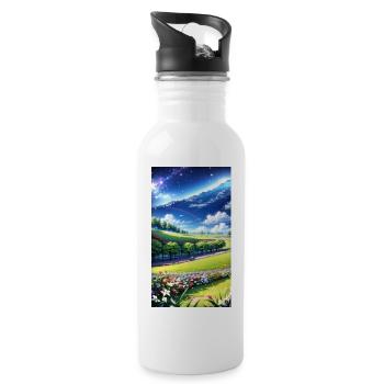 Landscape with 4 Areas, Generative AI - Water bottle with straw - white - Right