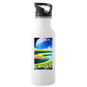 Landscape with 4 Areas, Generative AI - Trinkflasche mit integriertem Trinkhalm - Weiß - Rechts