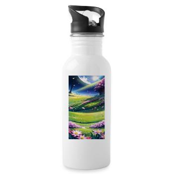 Landscape with 4 Areas, Generative AI - Water bottle with straw - white - Right