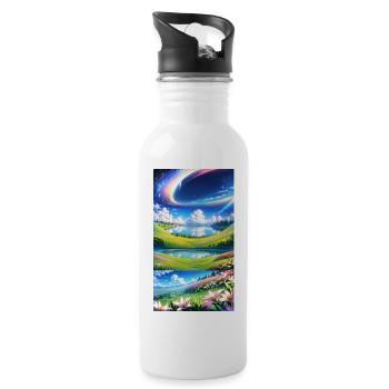 Landscape with 4 Areas - Water bottle with straw - white - Right
