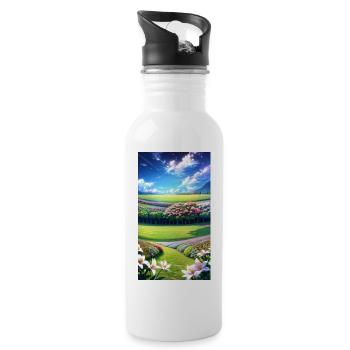 Landscape with 4 Areas, Generative AI - Trinkflasche mit integriertem Trinkhalm - Weiß - Rechts