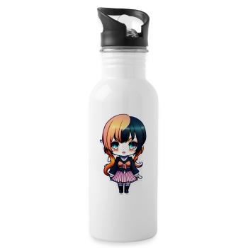 cute chibi girl, cute chibi sticker - Gourde avec paille intégrée - blanc - Droite