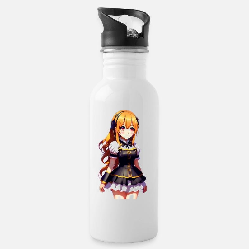 chibi cute girl. chibi cute girl sticker - Gourde avec paille intégrée - blanc