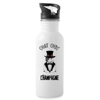 Chat chic - Gourde avec paille intégrée - blanc - Droite