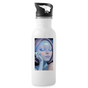 Space Sisters Number 1 - Trinkflasche mit integriertem Trinkhalm - Weiß - Rechts