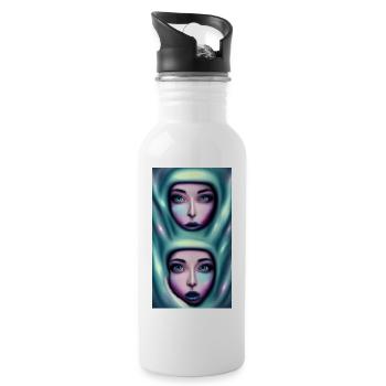 Space Sisters Twins - Trinkflasche mit integriertem Trinkhalm - Weiß - Rechts