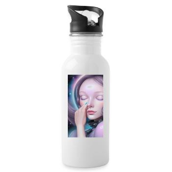 Space Sisters Number 2 - Trinkflasche mit integriertem Trinkhalm - Weiß - Rechts