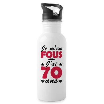 je m en fous j ai 70 ans / anniversaire 70 ans - Gourde avec paille intégrée - blanc - Droite