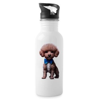 Caniche Chiot Chien Propriétaire Chien Chiot Caniche Chien Amour - Gourde avec paille intégrée - blanc - Droite