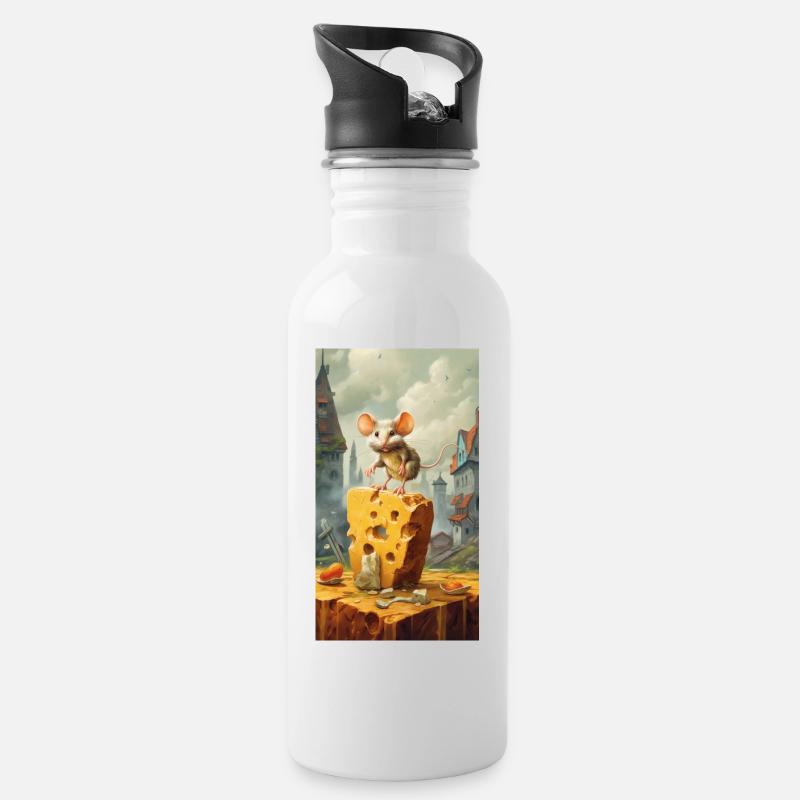 Maus - Trinkflasche mit integriertem Trinkhalm - Weiß