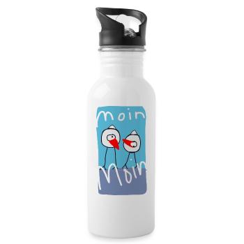 Vögel 10 - Trinkflasche mit integriertem Trinkhalm - Weiß - Rechts