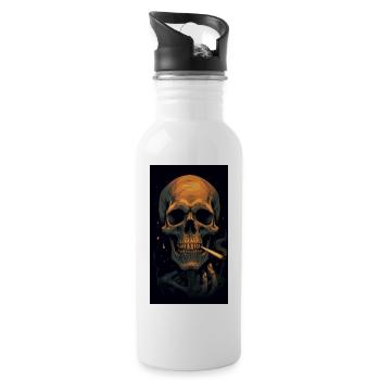 Smoke Till I Die - Water bottle with straw - white - Right
