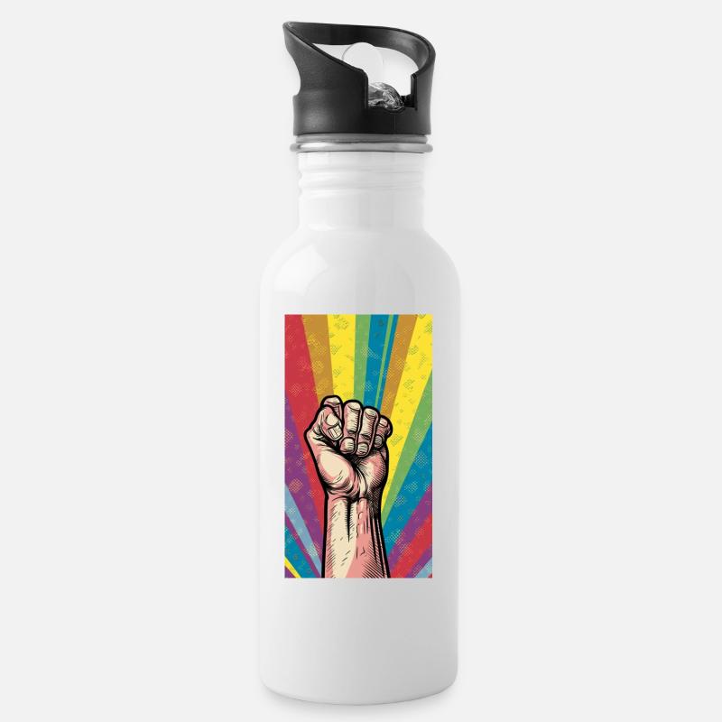Faust - Trinkflasche mit integriertem Trinkhalm - Weiß
