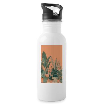 Houseplants in an orange ambience - Water bottle with straw - white - Right