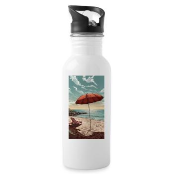 Strand - Trinkflasche mit integriertem Trinkhalm - Weiß - Rechts