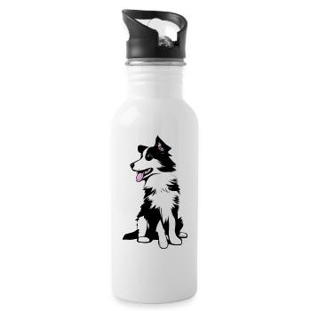 Border Collie Dog Lovers Dog Owners Dogs - Gourde avec paille intégrée - blanc - Droite