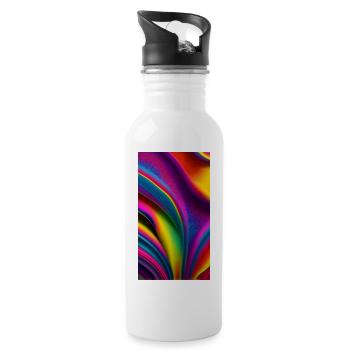 Color explosion of abstraction - Water bottle with straw - white - Right