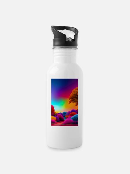 Brilliant color spectacle - Water bottle with straw - white